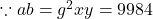 \because ab= g^2xy=9984